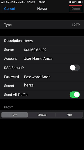 Konfigurasi Akun VPN di iPhone